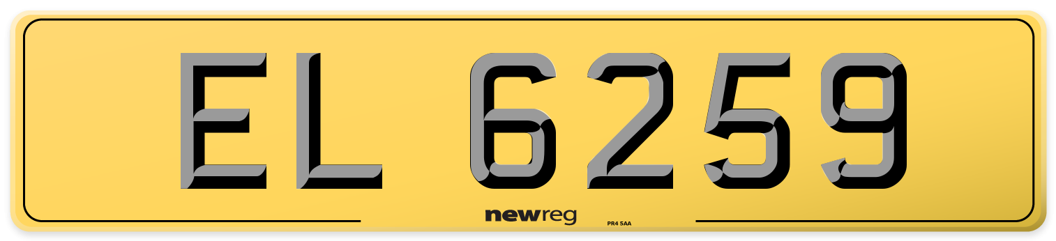 EL 6259 Rear Number Plate