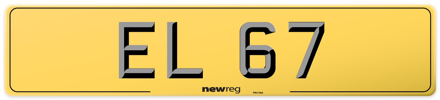 EL 67 Rear Number Plate