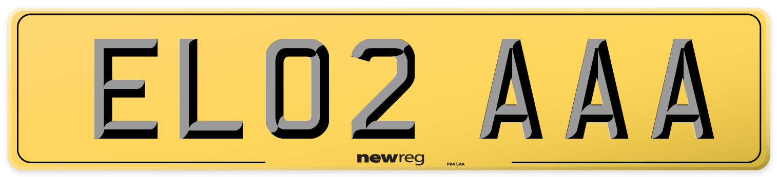 EL02 AAA Rear Number Plate