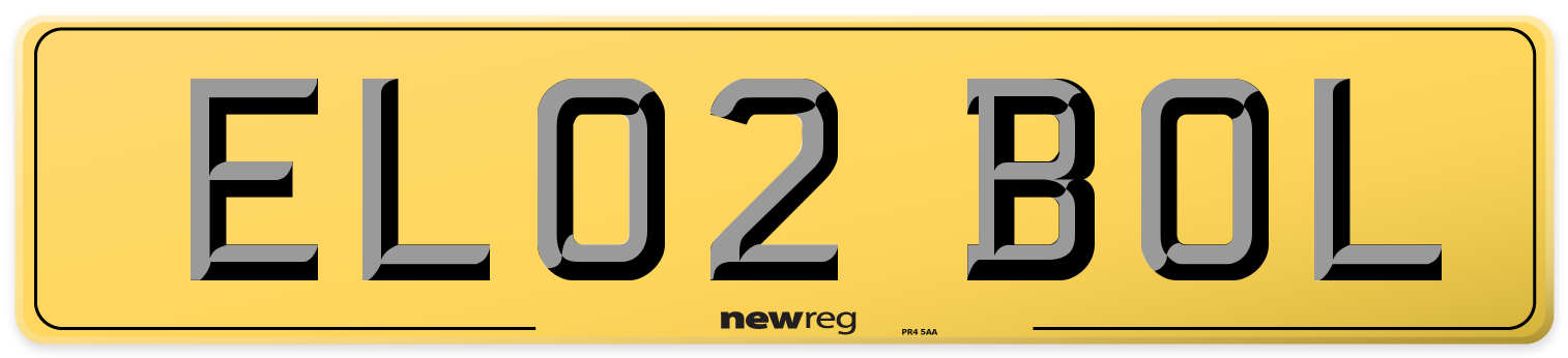 EL02 BOL Rear Number Plate