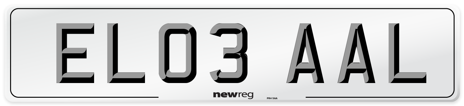 EL03 AAL Front Number Plate