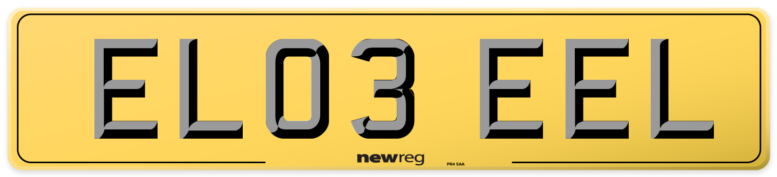 EL03 EEL Rear Number Plate