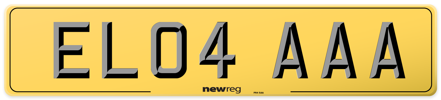EL04 AAA Rear Number Plate