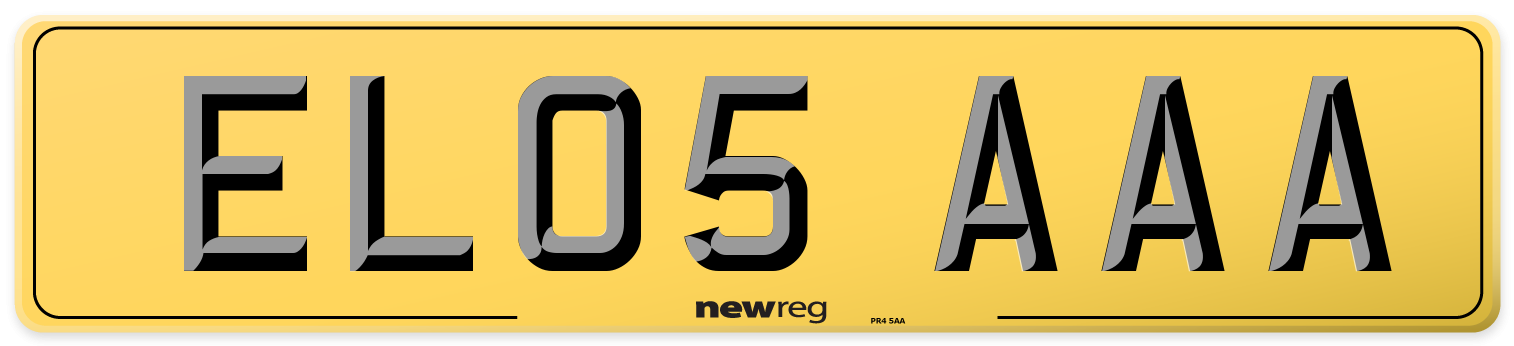 EL05 AAA Rear Number Plate