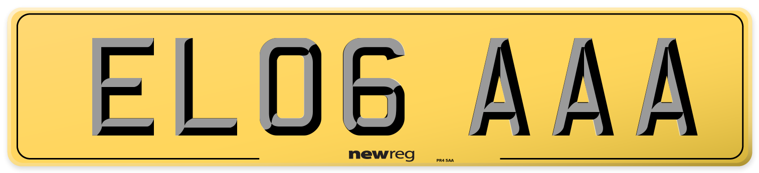 EL06 AAA Rear Number Plate