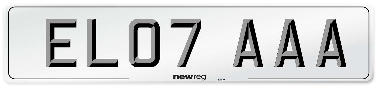 EL07 AAA Front Number Plate