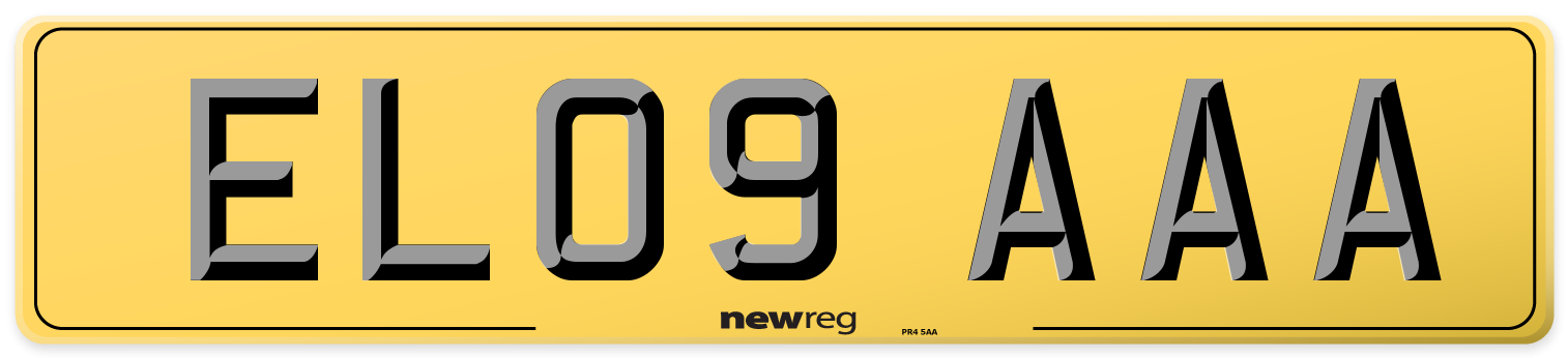 EL09 AAA Rear Number Plate