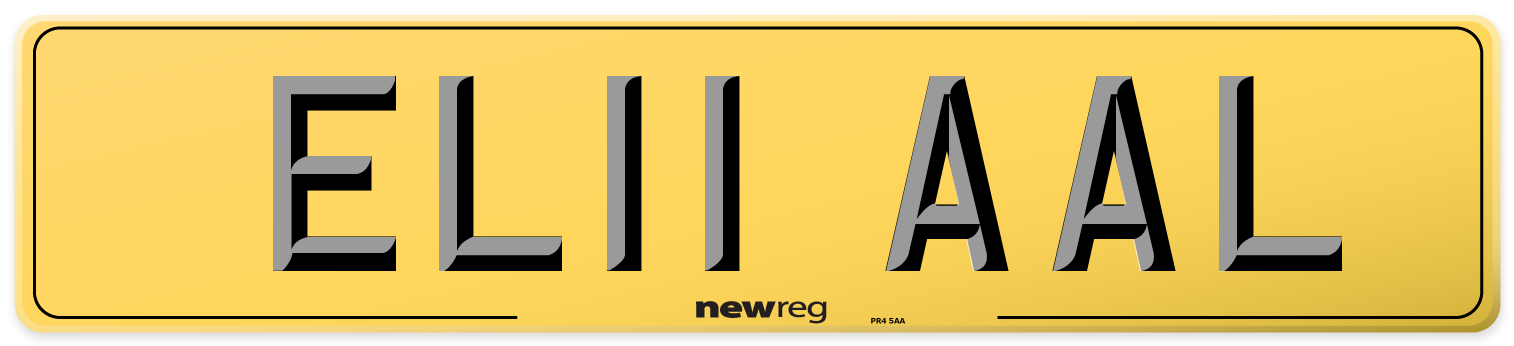 EL11 AAL Rear Number Plate