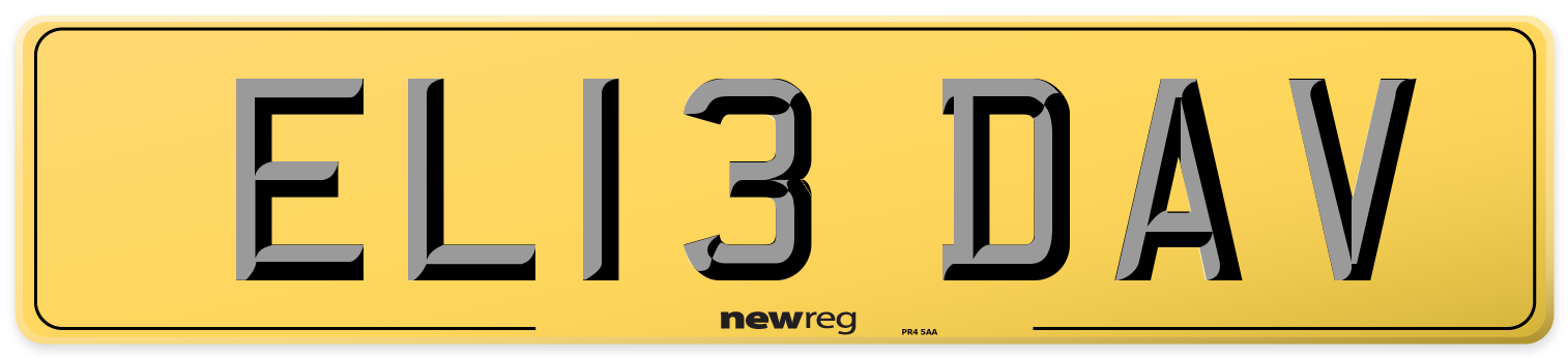 EL13 DAV Rear Number Plate