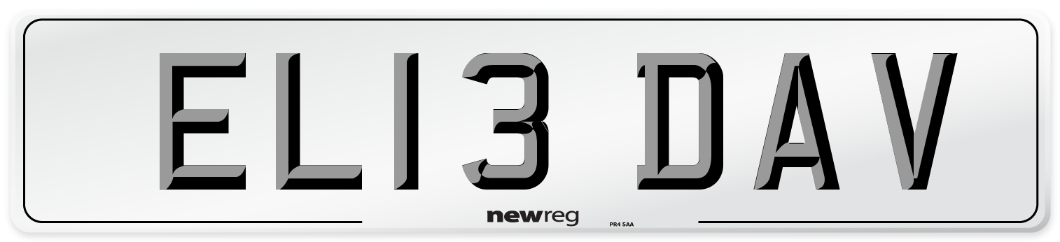 EL13 DAV Front Number Plate