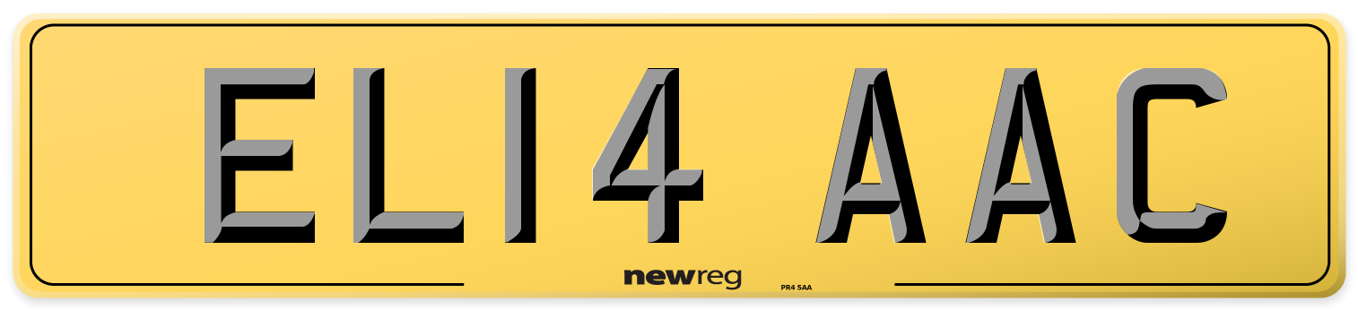 EL14 AAC Rear Number Plate