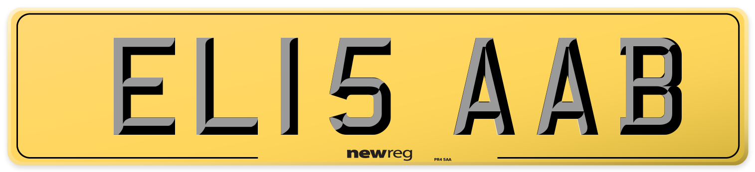 EL15 AAB Rear Number Plate