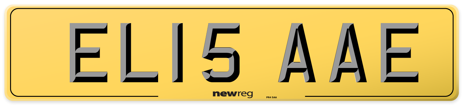 EL15 AAE Rear Number Plate