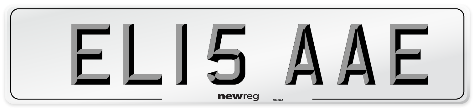 EL15 AAE Front Number Plate