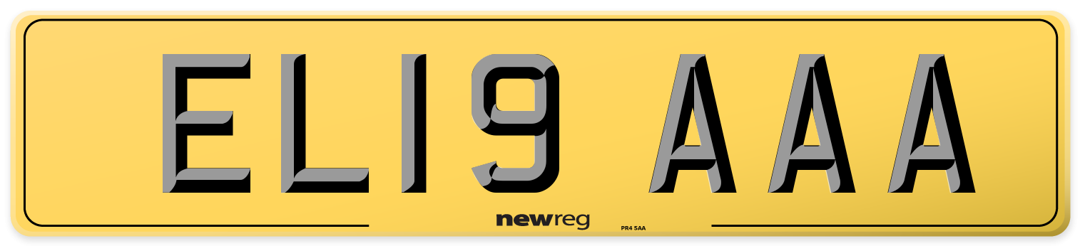 EL19 AAA Rear Number Plate