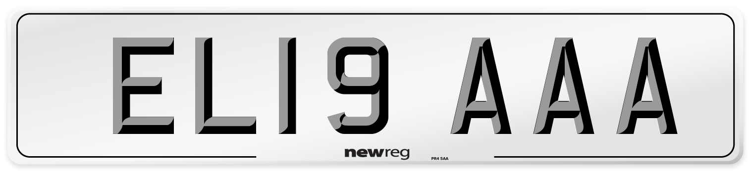 EL19 AAA Front Number Plate