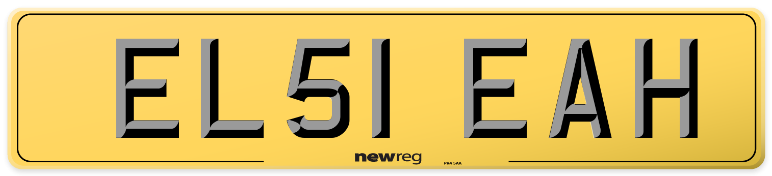 EL51 EAH Rear Number Plate