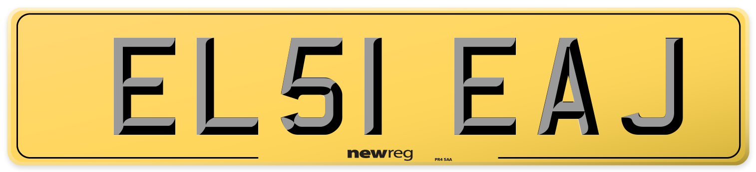EL51 EAJ Rear Number Plate