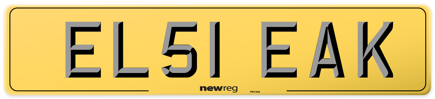 EL51 EAK Rear Number Plate