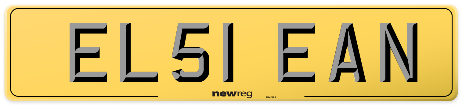 EL51 EAN Rear Number Plate