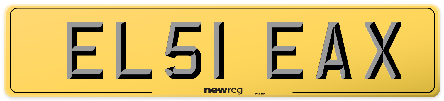EL51 EAX Rear Number Plate