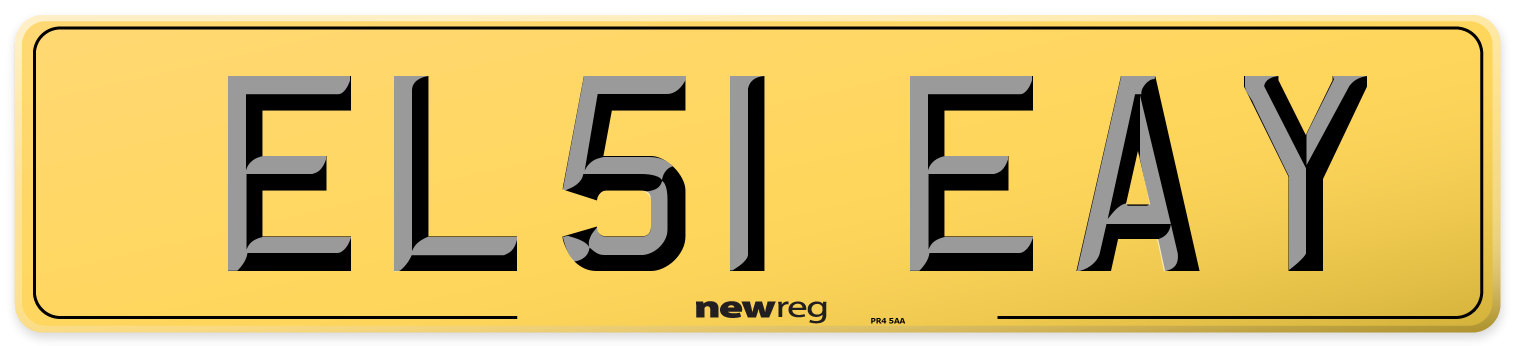 EL51 EAY Rear Number Plate
