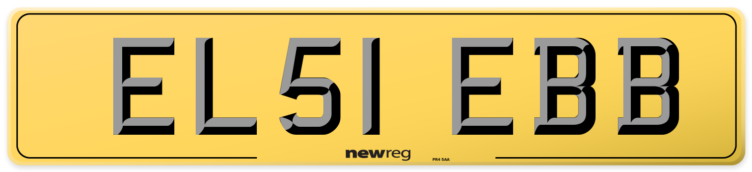 EL51 EBB Rear Number Plate