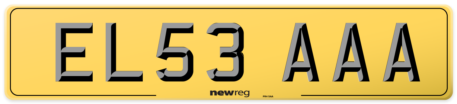 EL53 AAA Rear Number Plate