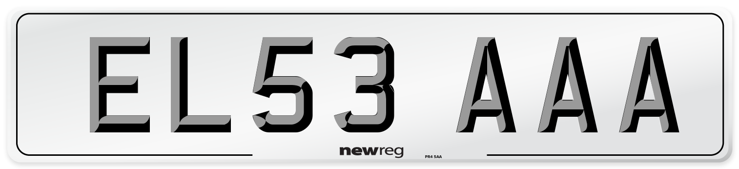 EL53 AAA Front Number Plate