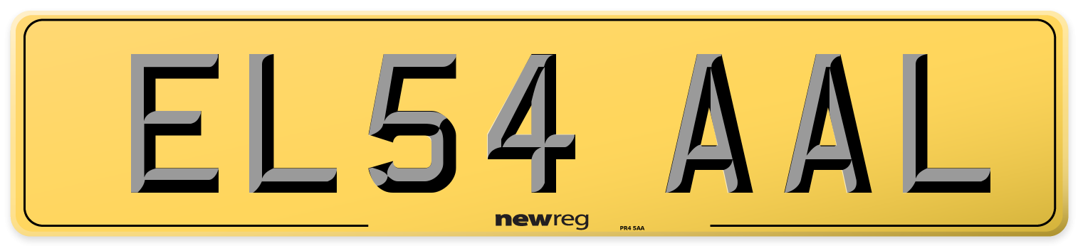EL54 AAL Rear Number Plate