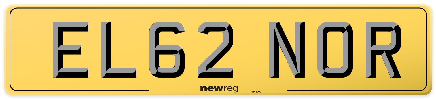 EL62 NOR Rear Number Plate