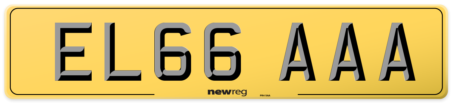 EL66 AAA Rear Number Plate