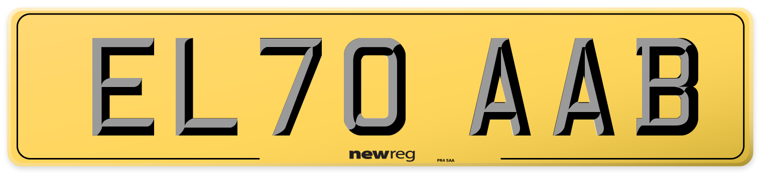 EL70 AAB Rear Number Plate