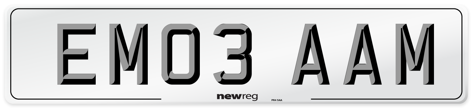 EM03 AAM Front Number Plate