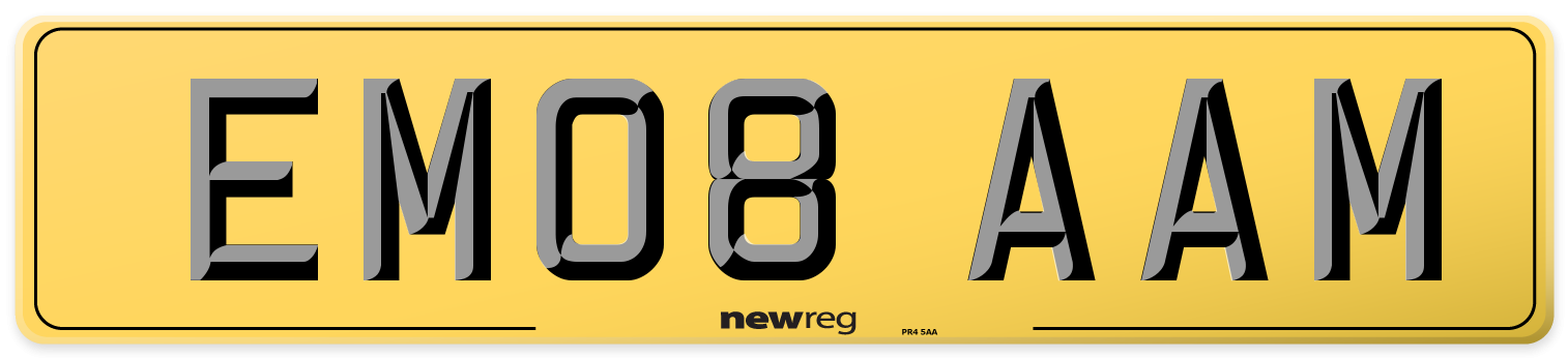 EM08 AAM Rear Number Plate