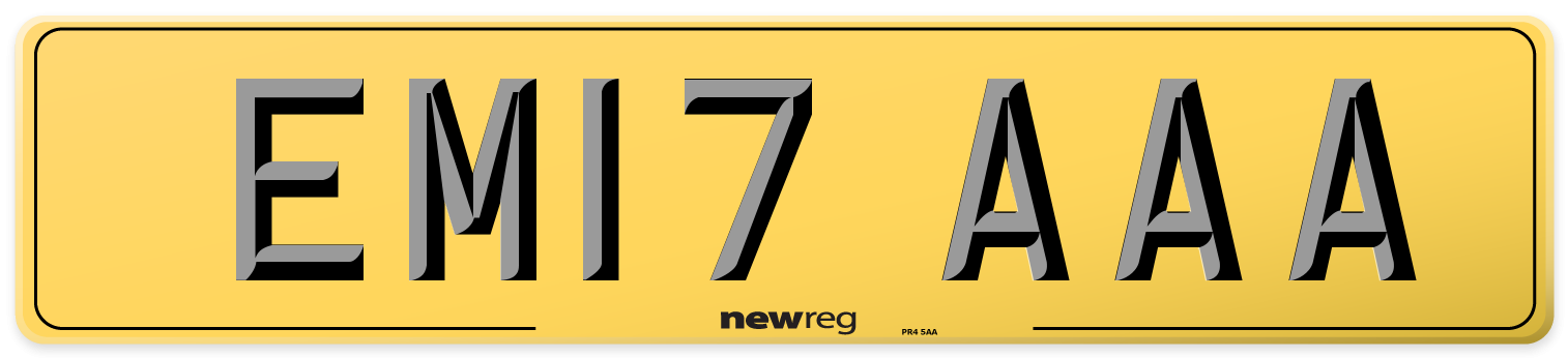 EM17 AAA Rear Number Plate