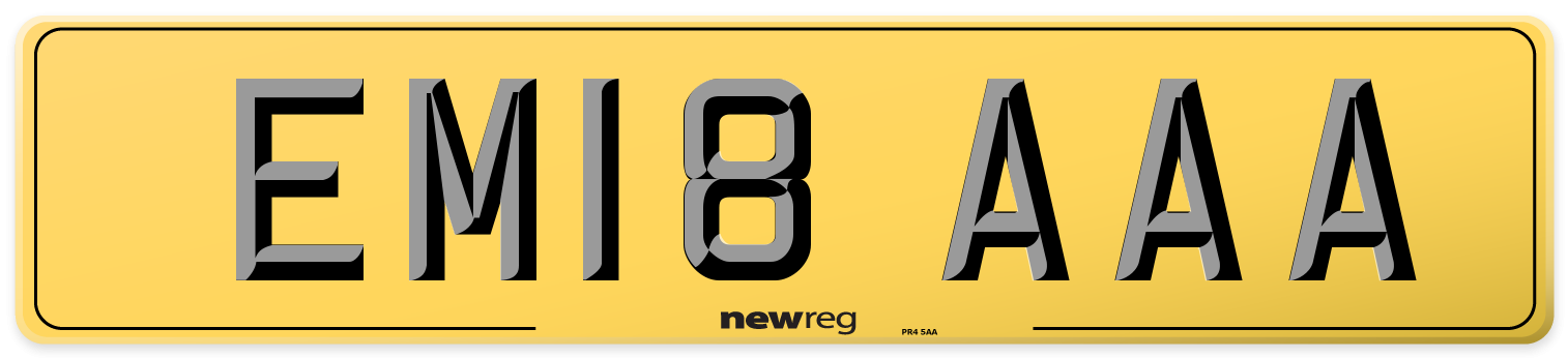 EM18 AAA Rear Number Plate