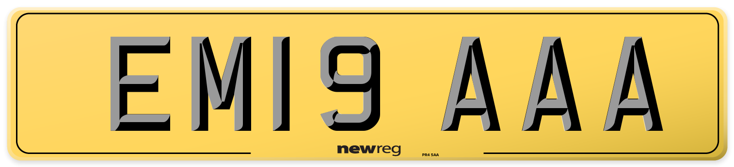 EM19 AAA Rear Number Plate