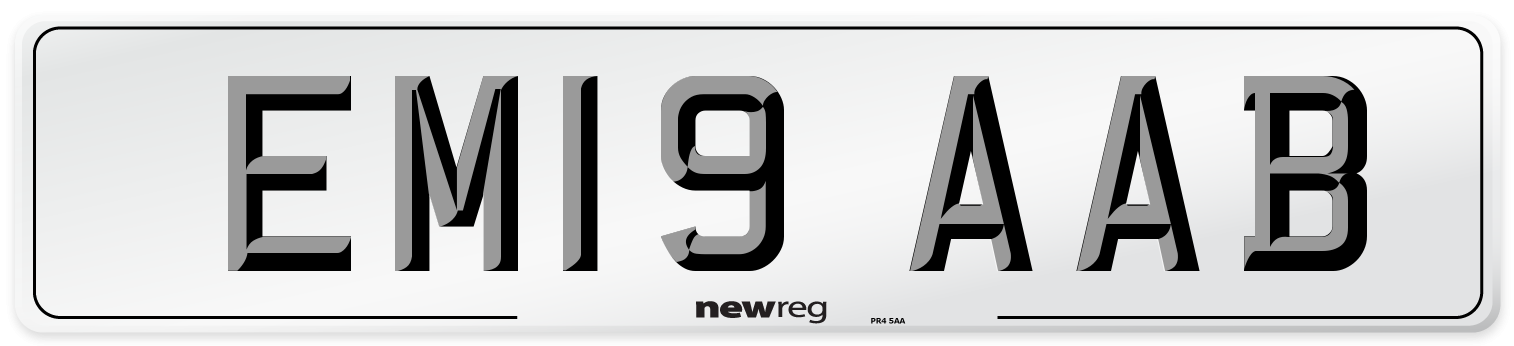 EM19 AAB Front Number Plate