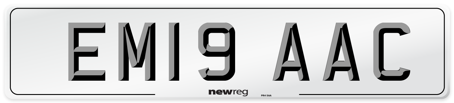 EM19 AAC Front Number Plate