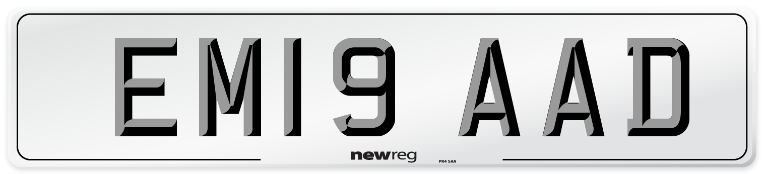 EM19 AAD Front Number Plate