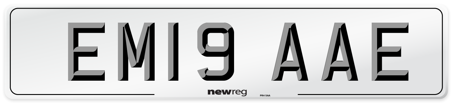 EM19 AAE Front Number Plate