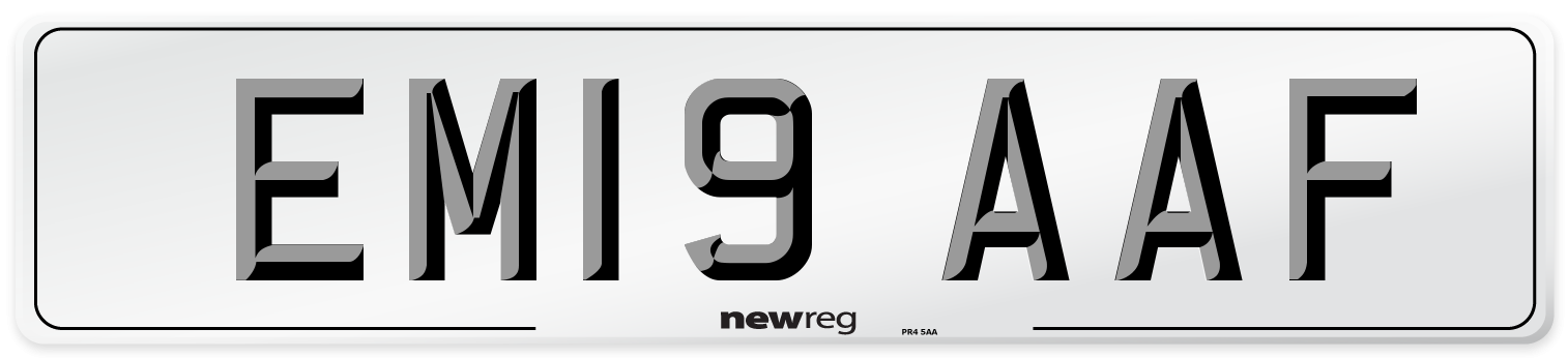EM19 AAF Front Number Plate
