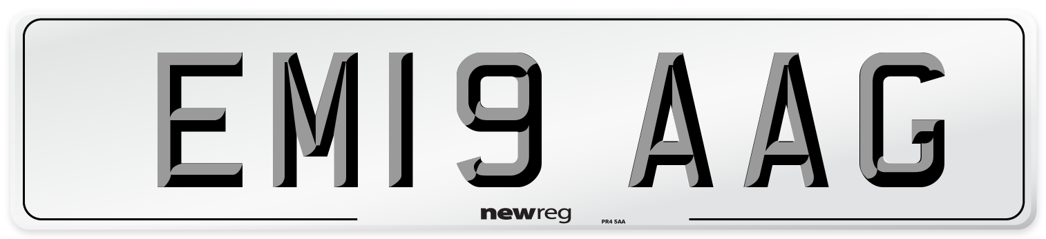 EM19 AAG Front Number Plate