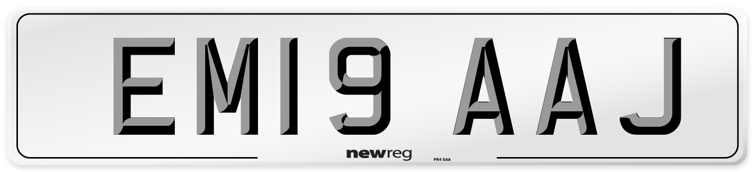 EM19 AAJ Front Number Plate