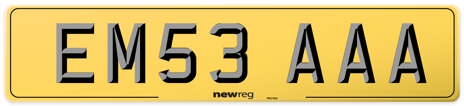 EM53 AAA Rear Number Plate