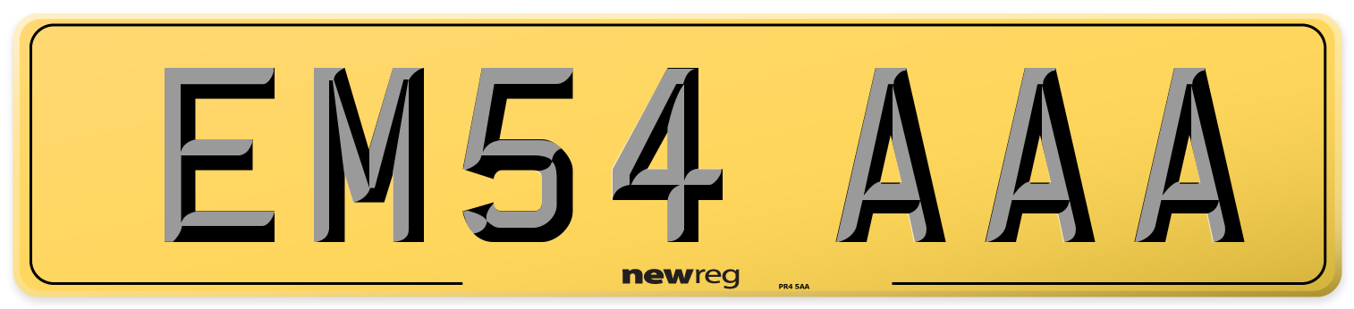 EM54 AAA Rear Number Plate