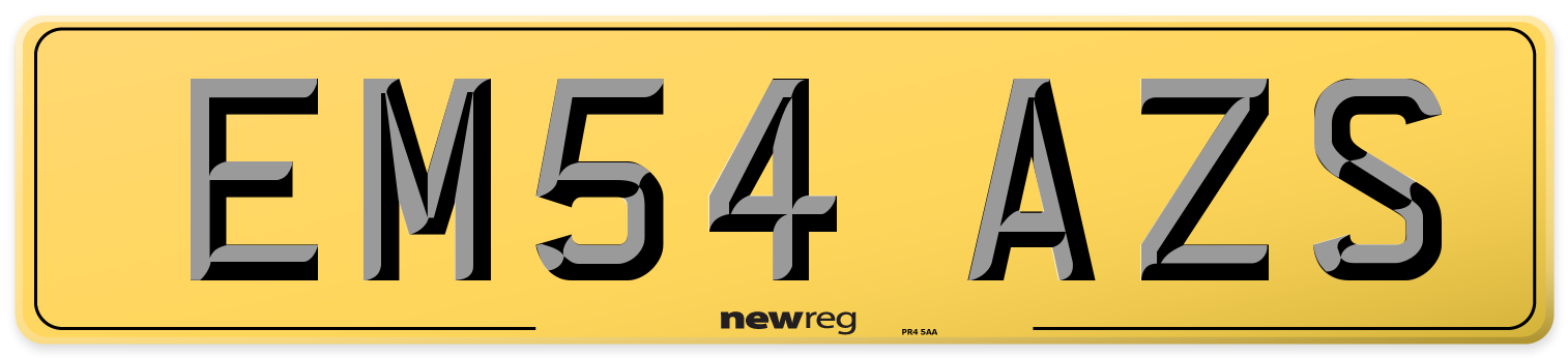 EM54 AZS Rear Number Plate
