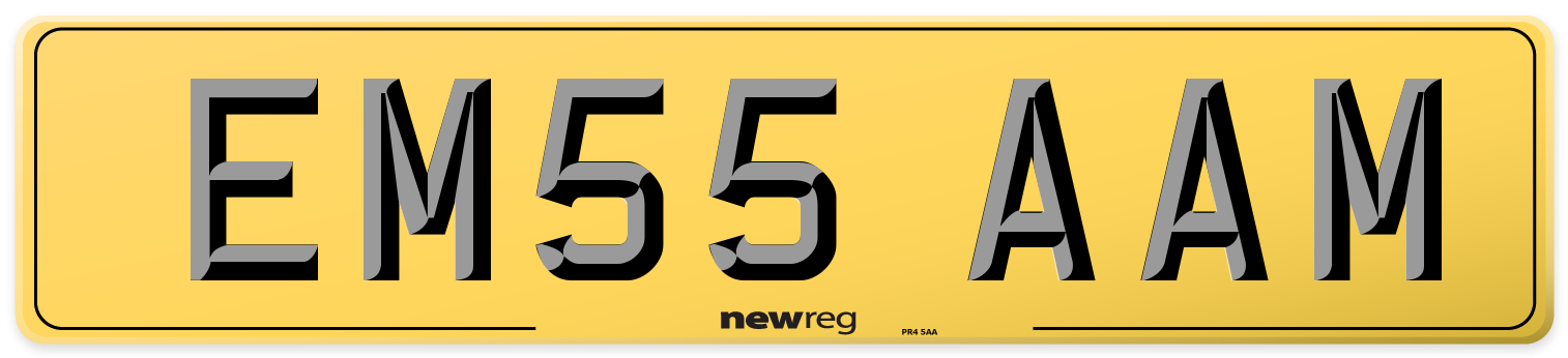 EM55 AAM Rear Number Plate