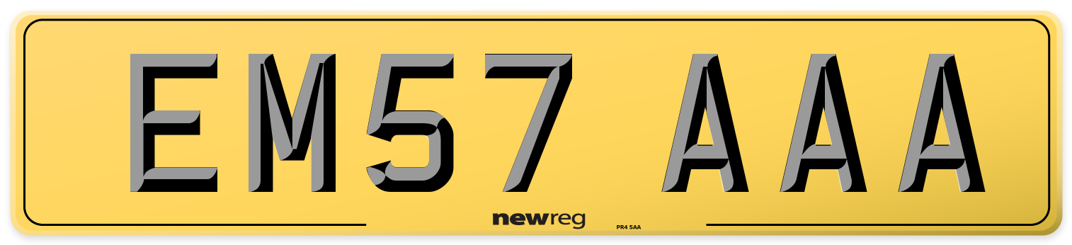 EM57 AAA Rear Number Plate
